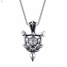 Nouveau Design Argent Punk Style Rock Zircon Pendentif Collier Conception Bijoux